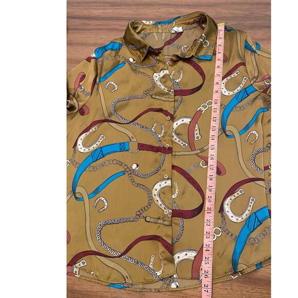 Cato Equestrian Western Silky Button-Down Long‎ Sleeve Collared Blouse XL - Picture 12 of 12